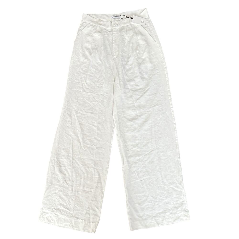Nonchalant Label Fabi Pleated Front High Rise Wide Leg Pants White Size XL NEW - Picture 3 of 15